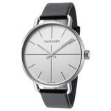 Calvin Klein Even Silver Dial Black Leather Strap Watch for Men - K7B211CY Authentic Buy Shop Now