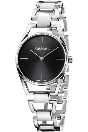 Calvin Klein Dainty Black Dial Silver Steel Strap Watch for Women - K7L23141 Authentic Buy Shop Now