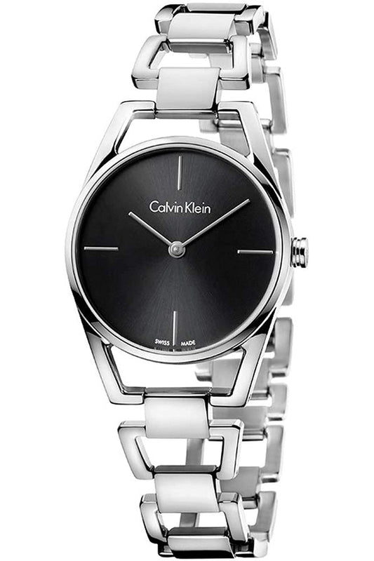 Calvin Klein Dainty Black Dial Silver Steel Strap Watch for Women - K7L23141 Authentic Buy Shop Now