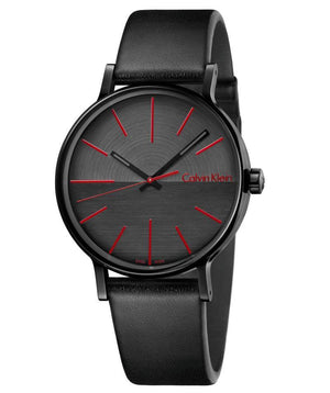 Calvin Klein Boost Black Dial Black Leather Strap Watch for Men - K7Y214CY Authentic Buy Shop Now
