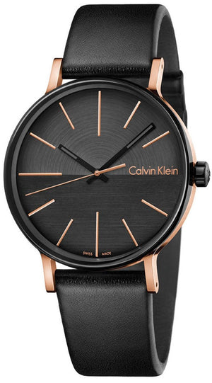 Calvin Klein Boost Black Dial Black Leather Strap Watch for Men - K7Y21TCZ Authentic Buy Shop Now