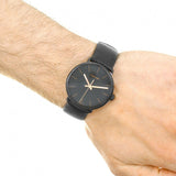 Calvin Klein High Noon Quartz Black Dial Black Leather Strap Watch for Men - K8M214CB Authentic Buy Shop Now