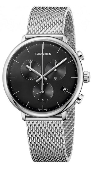 Calvin Klein High Noon Chronograph Black Dial Silver Mesh Bracelet Watch for Men - K8M27121 Authentic Buy Shop Now