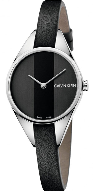 Calvin Klein Rebel Black Grey Dial Black Leather Strap Watch for Women - K8P231C1 Authentic Buy Shop Now