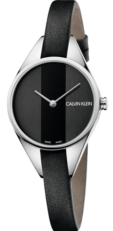 Calvin Klein Rebel Black Grey Dial Black Leather Strap Watch for Women - K8P231C1 Authentic Buy Shop Now