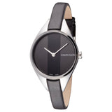 Calvin Klein Rebel Black Grey Dial Black Leather Strap Watch for Women - K8P231C1 Authentic Buy Shop Now