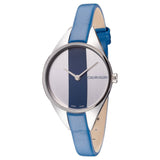 Calvin Klein Rebel Blue Silver Dial Blue Leather Strap Watch for Women - K8P231V6 Authentic Buy Shop Now