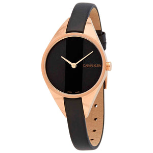 Calvin Klein Rebel Black Dial Black Leather Strap Watch for Women - K8P236C1 Authentic Buy Shop Now
