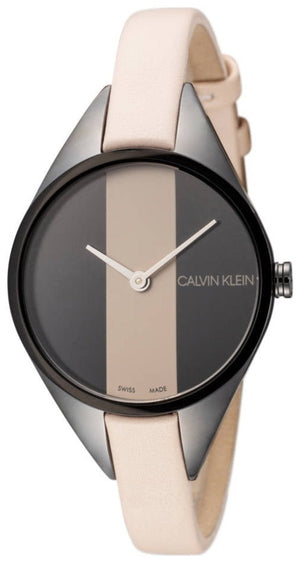 Calvin Klein Rebel Cream Black Dial Cream Leather Strap Watch for Women - K8P237X1 Authentic Buy Shop Now