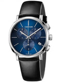 Calvin Klein Chronograph Blue Dial Black Leather Strap Watch for Men - K8Q371CN Authentic Buy Shop Now