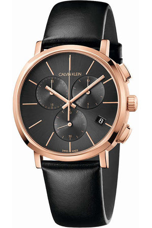 Calvin Klein Posh Grey Dial Black Leather Strap Watch for Men - K8Q376C3 Authentic Buy Shop Now