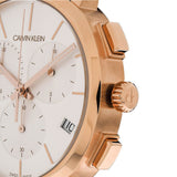 Calvin Klein Posh Chronograph White Dial Brown Leather Strap Watch for Men - K8Q376G6 Authentic Buy Shop Now