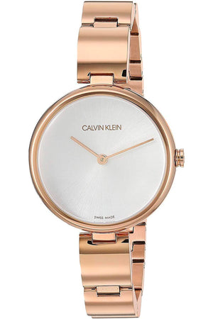 Calvin Klein Wavy White Dial Rose Gold Steel Strap Watch for Women - K9U23646 Authentic Buy Shop Now