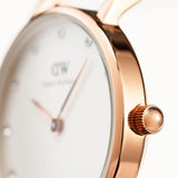 Daniel Wellington Classy Bristol White Dial Brown Leather Strap Watch For Women - DW00100062 Authentic Buy Shop Now