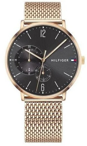 Tommy Hilfiger Brooklyn Grey Dial Gold Mesh Bracelet Watch for Men - 1791506 Authentic Buy Shop Now