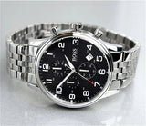 Hugo Boss Aeroliner Chronograph Quartz Black Dial Silver Steel Strap Watch For Men - HB1512446 Authentic Buy Shop Now