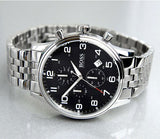 Hugo Boss Aeroliner Chronograph Black Dial Silver Steel Strap Watch For Men - 1512446 Authentic Buy Shop Now