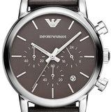 Emporio Armani Classic Chronograph Brown Dial Brown Leather Strap Watch For Men - AR1734 Authentic Buy Shop Now