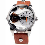 Diesel Mini Daddy Silver Dial Brown Leather Strap Watch For Men - DZ7309 Authentic Buy Shop Now