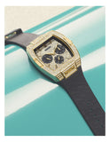 Guess Phoenix Multifunction Crystals Gold Dial Black Silicone Strap Watch For Men - GW0048G2 Authentic Buy Shop Now