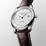 Longines Master Collection Automatic 38.5mm Silver Diamond Dial Brown Leather Strap Watch for Men - L2.755.4.77.3 Authentic Buy Shop Now
