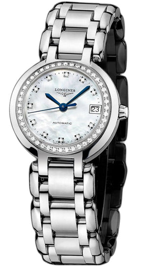 Longines PrimaLuna 26.5mm Automatic White Mother of Pearl Dial Silver Stainless Steel Watch for Women - L8.111.0.87.6 Authentic Buy Shop Now