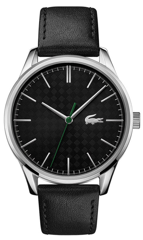 Lacoste Vienna Black Dial Black Leather Strap Watch for Men - 2011047 Authentic Buy Shop Now