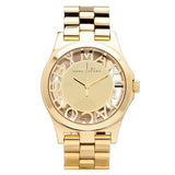 Marc Jacobs Henry Transparent Gold Dial Gold Steel Strap Watch for Women - MBM3206 Authentic Buy Shop Now
