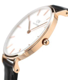 Daniel Wellington Petite Sheffield White Dial Black Leather Strap Watch For Women - DW00100174 Authentic Buy Shop Now
