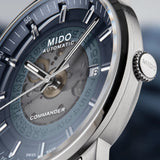 Mido Commander Automatic Gradient Blue Dial Silver Steel Strap Watch For Men - M021.407.11.411.01 Authentic Buy Shop Now