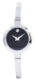 Movado Bela Black Dial Silver Steel Strap Watch For Women - 0606595 Authentic Buy Shop Now