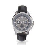 Maserati Successo 44mm Grey Dial Black Leather Strap Watch For Men - R8871621006 Authentic Buy Shop Now