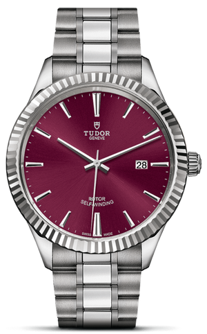 Tudor Style Automatic Burgundy Red Dial Silver Steel Strap Watch for Men - M12710-0015 Authentic Buy Shop Now