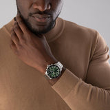 Emporio Armani Diver Chronograph Green Dial Silver Steel Strap Watch For Men - AR11500 Authentic Buy Shop Now