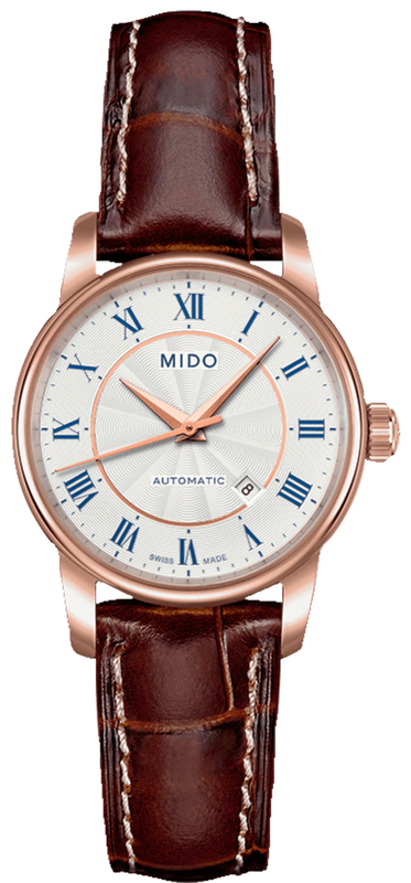 Mido Baroncelli III Automatic Silver Dial Brown Leather Strap Watch For Women - M7600.2.21.8 Authentic Buy Shop Now