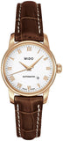 Mido Baroncelli III Automatic White Dial Brown Leather Strap Watch For Women - M7600.3.26.8 Authentic Buy Shop Now