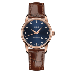 Mido Baroncelli Automatic Midnight Blue Dial Brown Leather Strap Watch For Women - M7600.3.65.8 Authentic Buy Shop Now