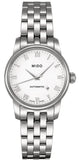 Mido Baroncelli III Automatic White Dial Silver Steel Strap Watch For Women - M7600.4.26.1 Authentic Buy Shop Now