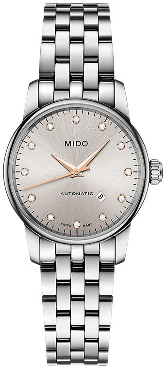 Mido Baroncelli III Automatic Silver Dial Silver Steel Strap Watch For Women - M7600.4.21.1 Authentic Buy Shop Now