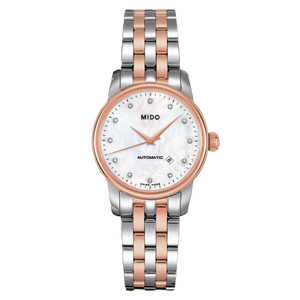 Mido Baroncelli III Automatic Mother of Pearl White Dial Two Tone Steel Strap Watch For Women - M7600.9.69.1 Authentic Buy Shop Now