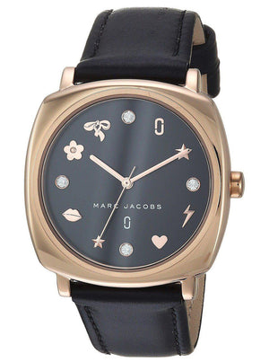 Marc Jacobs Mandy Black Dial Black Leather Strap Watch for Women - MJ1565 Authentic Buy Shop Now