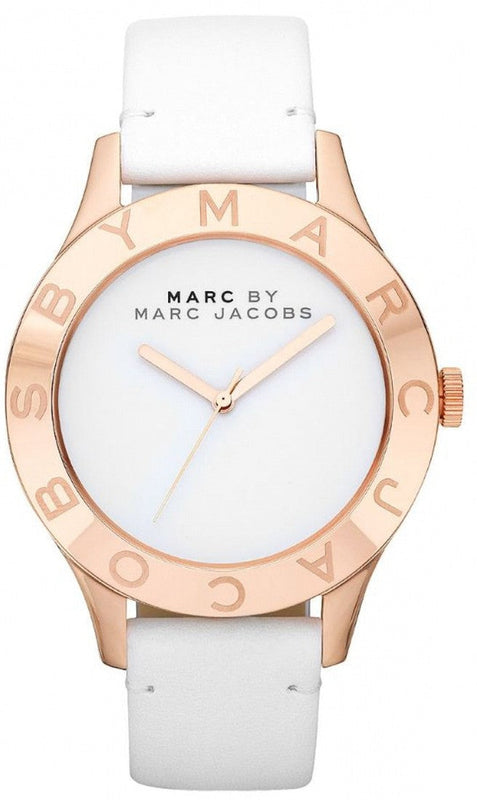 Marc Jacobs Blade White Dial White Leather Strap Watch for Women - MBM1201 Authentic Buy Shop Now
