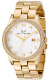 Marc Jacobs Henry Diamonds White Dial Gold Steel Strap Watch for Women - MBM3045 Authentic Buy Shop Now