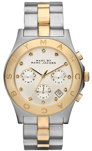 Marc Jacobs Blade Chronograph Silver Dial Two Tone Steel Strap Watch for Women - MBM3177 Authentic Buy Shop Now