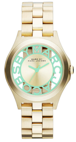 Marc Jacobs Henry Gold Dial Gold Steel Strap Watch for Women - MBM3295 Authentic Buy Shop Now