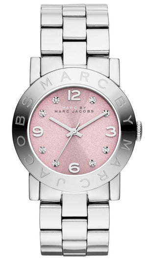 Marc Jacobs Amy Life Pink Dial Silver Steel Strap Watch for Women - MBM3300 Authentic Buy Shop Now