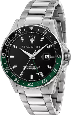 Maserati SFIDA Chronograph Black Dial Silver Steel Strap Watch For Men - R8853140005 Authentic Buy Shop Now