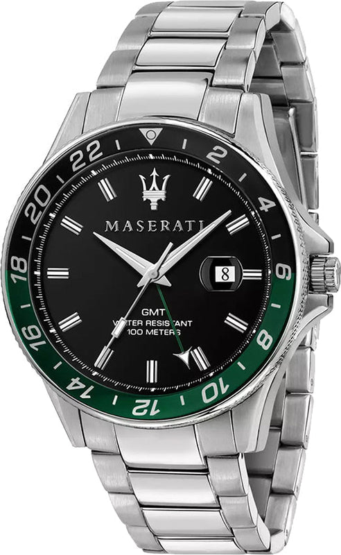 Maserati SFIDA Chronograph Black Dial Silver Steel Strap Watch For Men - R8853140005 Authentic Buy Shop Now