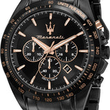 Maserati Traguardo Chronograph Black Dial Black Steel Strap Watch For Men - R8873612048 Authentic Buy Shop Now
