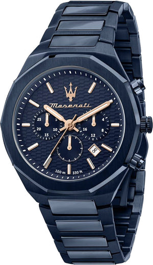 Maserati Stile Chronograph Blue Dial Blue Steel Strap Watch For Men - R8873642008 Authentic Buy Shop Now